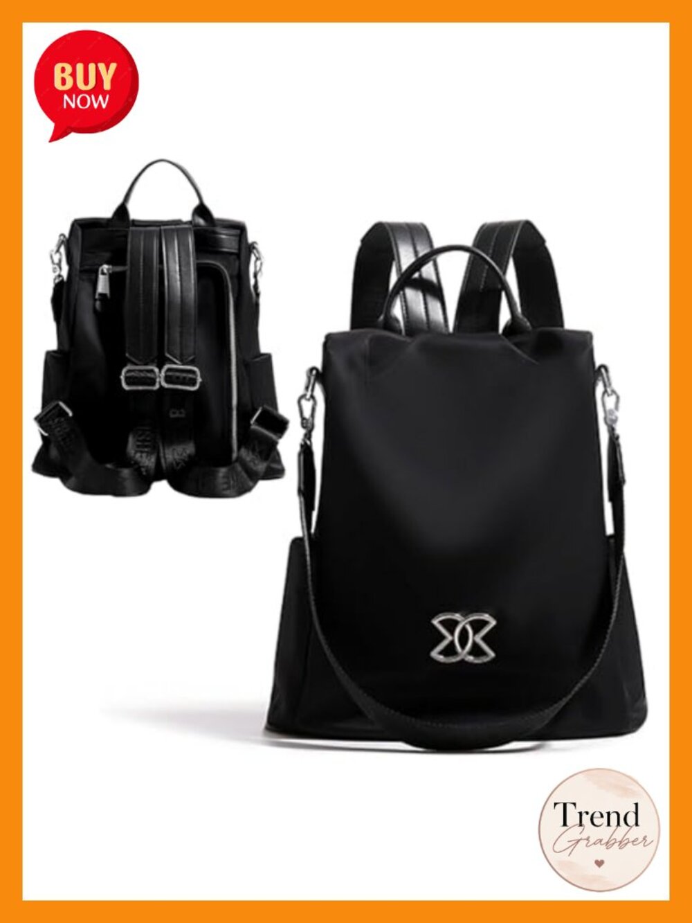 Women's Oxford Cloth Waterproof Laptop Backpack Anti-Theft Daypack Crossbody Bag